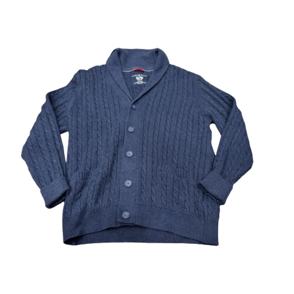CasaModa Club Mens Large Navy Blue‎ Cable Knit Button Down Sweater Grandpacore